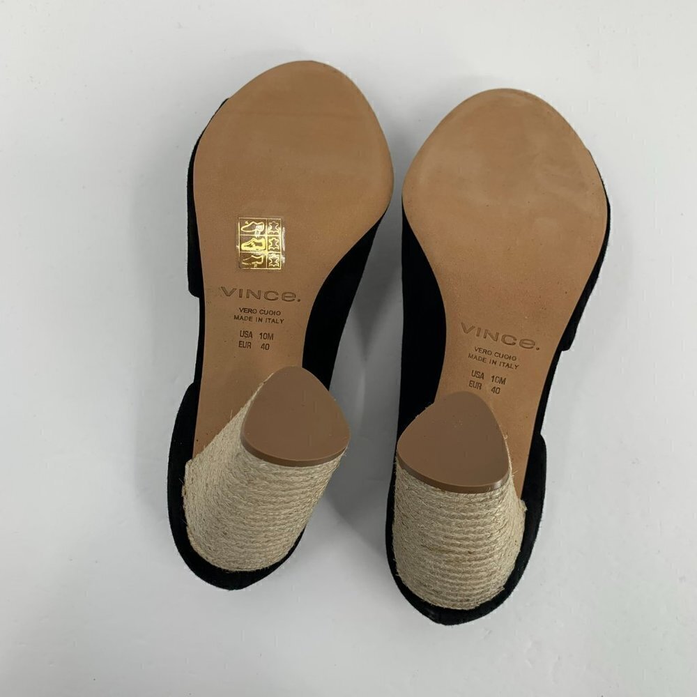 Vince Percey Block Heel black suede peeptoe sandals jute wrap bootie shoe new 10 - Picture 9 of 9